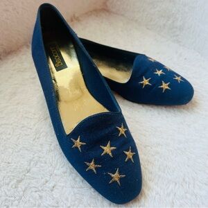 Beacon Navy Loafers with Gold Star Embroidery